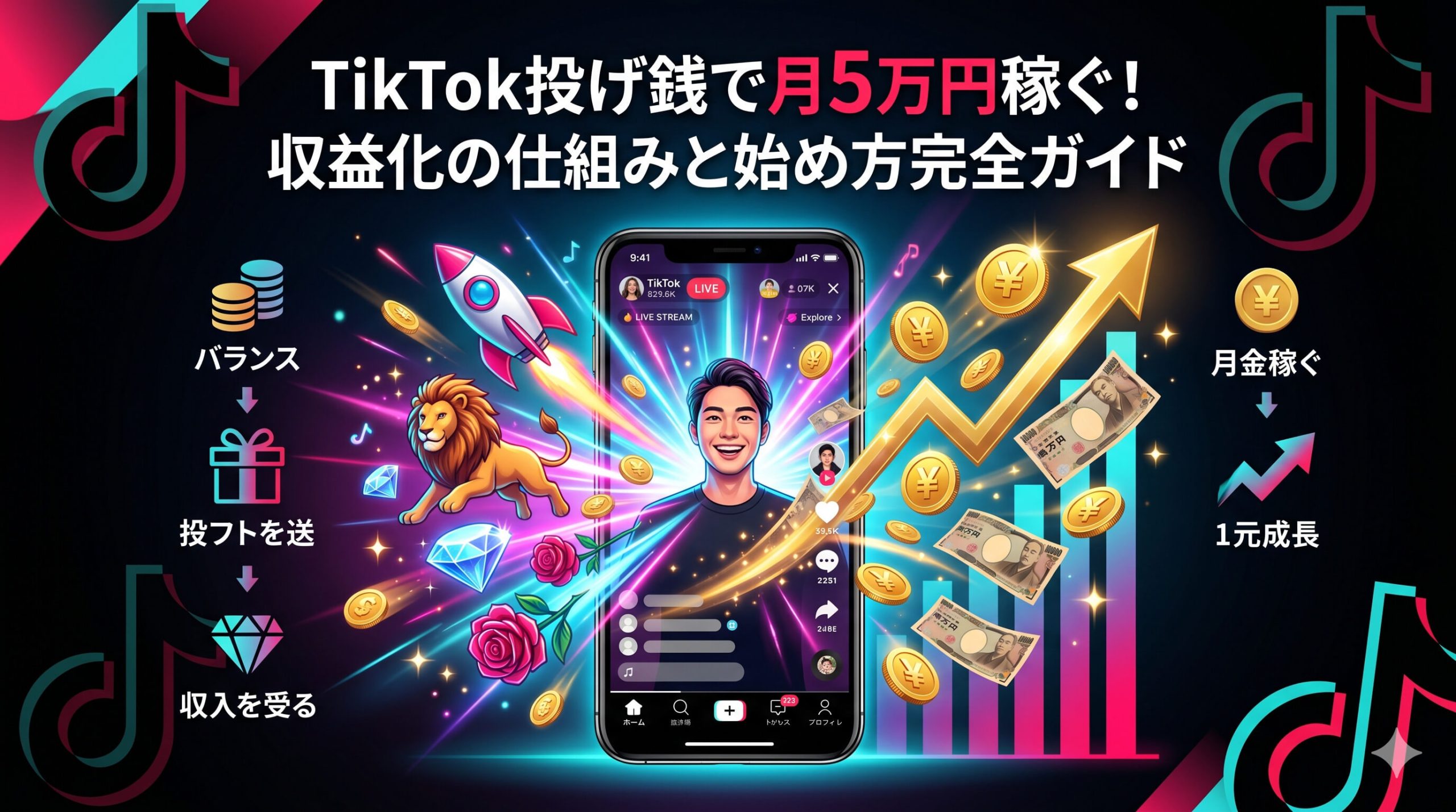 TikTok投げ銭で月5万円稼ぐ!収益化の仕組みと始め方完全ガイド